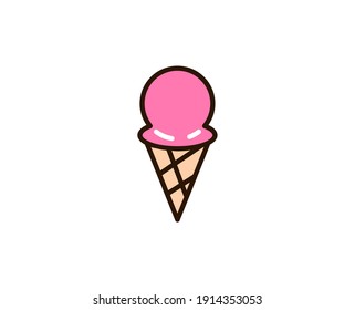 Icecream flat icon. Single high quality outline symbol for web design or mobile app.  Holidays thin line signs for design logo, visit card, etc. Outline pictogram EPS10