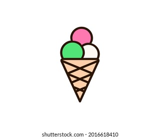 Icecream flat icon. Single high quality outline symbol for web design or mobile app.  Holidays thin line signs for design logo, visit card, etc. Outline pictogram EPS10