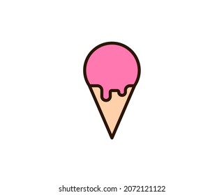 Icono plano de helado. Símbolo de esquema único de alta calidad para diseño web o aplicación móvil.  Señales de línea delgada de vacaciones para el logotipo de diseño, tarjeta de visita, etc. Esquema pictograma EPS10