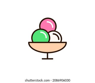 Icono plano de helado. Símbolo de esquema único de alta calidad para diseño web o aplicación móvil.  Señales de línea delgada de vacaciones para el logotipo de diseño, tarjeta de visita, etc. Esquema pictograma EPS10