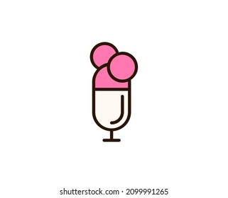 Icecream flat icon. Single high quality outline symbol for web design or mobile app.  Holidays thin line signs for design logo, visit card, etc. Outline pictogram EPS10