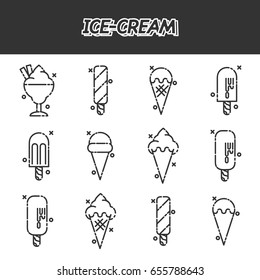 Ice-cream flat icons set