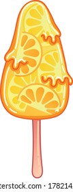 Ice-cream fruit ice lemon orange vector illustration summer dessert frosted juice