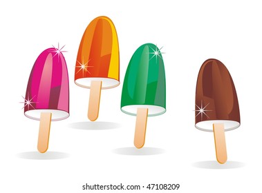 ice-cream	 - fruity dessert, vector editable, isolated on white 	 	 	 	
