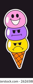 Ice-cream funny faces summer sticker