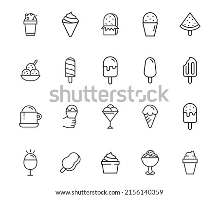 Icecream gelato line icon. Vector ice cream cone dessert design linear icon