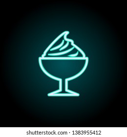 ice-cream in glass neon icon. Elements of fast food set. Simple icon for websites, web design, mobile app, info graphics