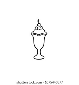 Ice-cream hand drawn outline doodle icon. Cup of decorated ice-cream sorbet vector sketch illustration for print, web, mobile and infographics isolated on white background.