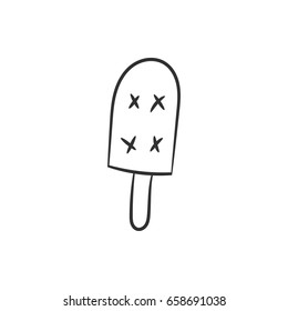 Ice-cream in hand drawn style for cards, fabric and nursery decor. Vector illustration. Isolated on white background