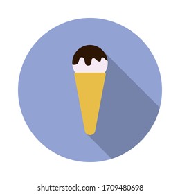 ice-cream in a horn flat long shadow icon. Simple color vector of summer icons for ui and ux, website or mobile application