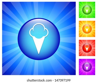 Eiscreme-Symbol auf Rundtaste mit blauem Licht