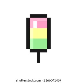 Icecream icon in pixel art design isolated on white background, vector sign symbol