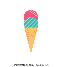 Ice-cream Icon in Scandinavian Style for print, fabric and creative design. Vector illustration