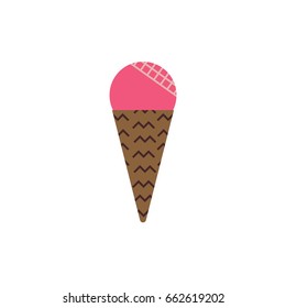 Ice-cream Icon in Scandinavian Style for print, fabric and creative design. Vector illustration
