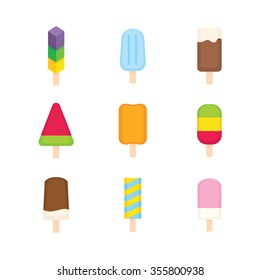 icecream icon set. flat color. editable vector file.