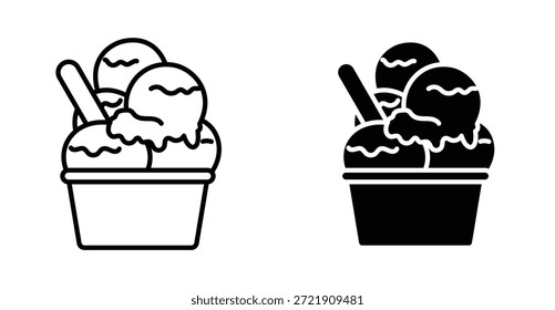 Conjunto de iconos de helado. Símbolo de Vector de helado en estilo negro relleno y delineado.
