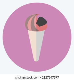 Icecream Icon in trendy flat style isolated on soft blue background