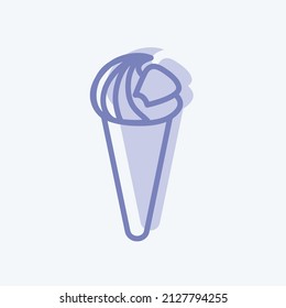 Icecream Icon in trendy two tone style isolated on soft blue background