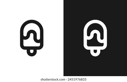 Icecream icon. Two-tone version of icecream vector icon on white and black background