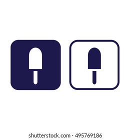 Ice-cream icon vector. Blue and white
