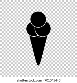 Icecream icon. Vector. Flat style black icon on transparent back.