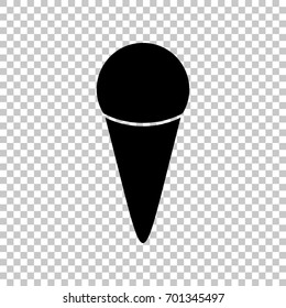 Icecream icon. Vector. Flat style black icon on transparent back.
