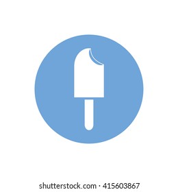Ice-cream icon vector illustration. Blue circle. Blue button