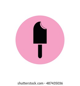 Ice-cream icon vector illustration. Pink button. Pink circle