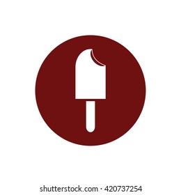 Ice-cream icon vector illustration. Red circle. Red button
