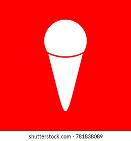 Icecream icon. Vector. White icon on red background. Isolate.