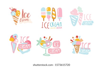 Ice-Cream Labels or Logos Original Design Vector Set