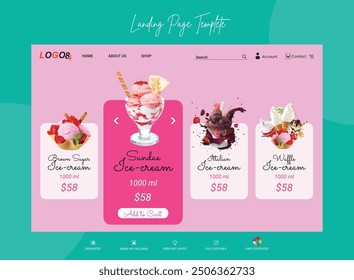 Ice-cream landing page template design