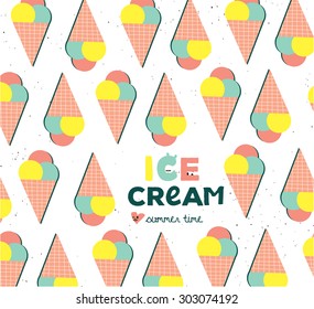 icecream -  I love summer edition, pattern, editable vector
