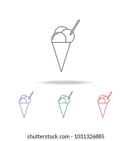ice-cream on the horn icon. Elements in multi colored icons for mobile concept and web apps. Icons for website design and development, app development on white background