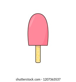 Ice-cream on the stick. Izolated vector illustrarion in cartoon style.