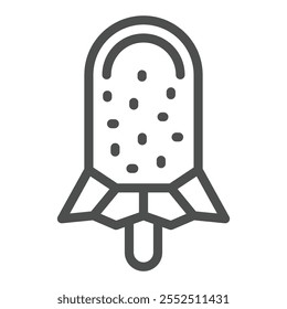 Icecream on stick line icon, frost food concept. Vector graphics. Dessert ice cream sign on white background, outline style icon for mobile or web design