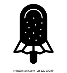 Icecream on stick solid icon, frost food concept. Vector graphics. Dessert ice cream sign on white background, style mobile or design