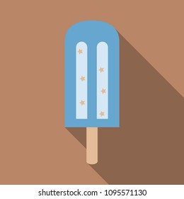 ice-cream on sticks. Ice cream on a stick in colored glaze, ice cream in chocolate glaze, fruit ice on a stick vector flat material design