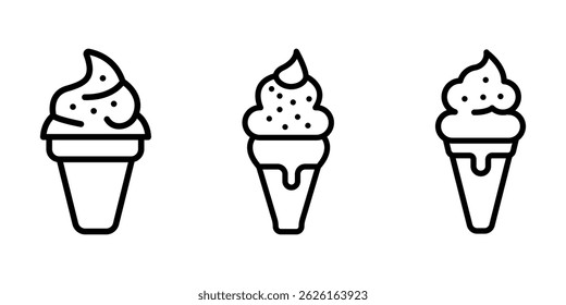 ice-cream outline or line icon design bundle.