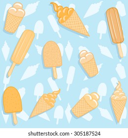 ice-cream pastel vector pattern or set  illustration