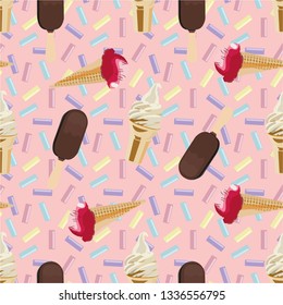 icecream pattern realistic vector illustration