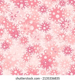 Icecream pink Coronavirus 2019-ncov pandemic flu Microscopic view of the virus cell. Microscopic cartoon colored bacteria and bacillus seamless pattern background for mask print