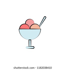 ice-cream in plate colored icon. Element of birthday icon for mobile concept and web apps. Color ice-cream in plate icon can be used for web and mobile on white background