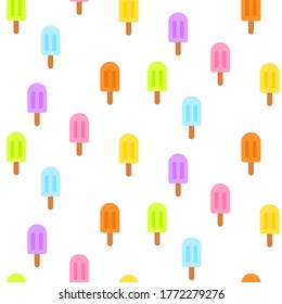 Ice-cream popsicles summer fun seamless pattern background