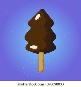 Ice-cream retro card. Color postcard with noise brushes.