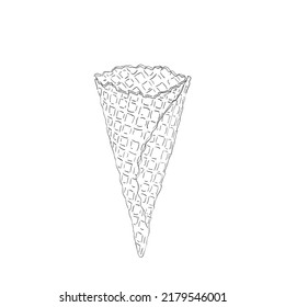 Ice-cream scoops in waffle cones with assorted balls of vanilla, citrus, strawberry, mint, chocolate. Vector realistic line illustration