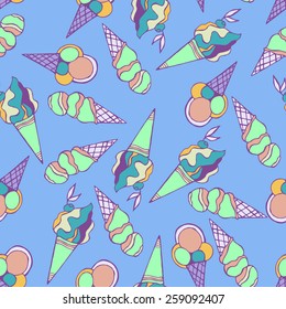 Ice-cream seamless pattern.