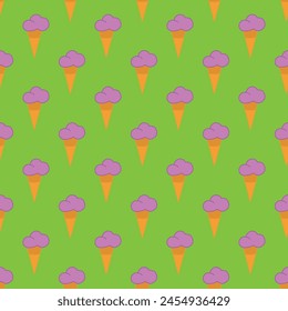 Icecream seamless pattern on the green background