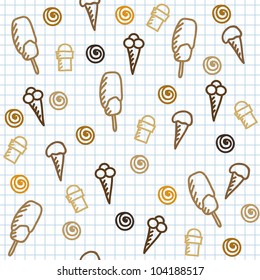 ice-cream seamless pattern on paper page