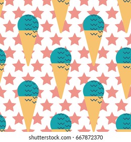 Ice-cream Seamless Pattern in Scandinavian Style for print, fabric and creative design. Vector illustration